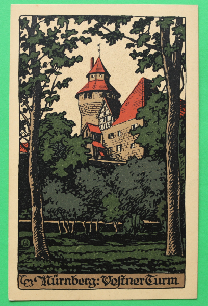 AK Nürnberg / 1910-20 / Litho / Vestner Turm / Künstler Steinzeichnung Stein-Zeichnung / Monogramm L